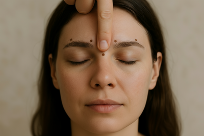 fewer dots and no dots below eye